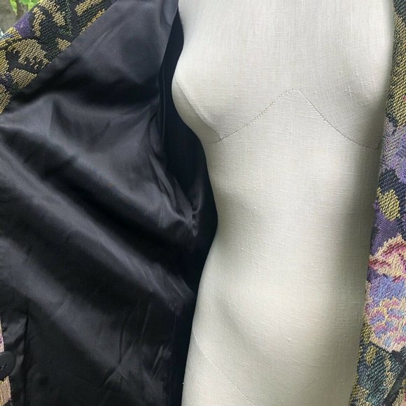 Vtg Oversized Floral Tapestry Blazer Women's 6 Coat Velvet Collar 90's 80's - Picture 7 of 8